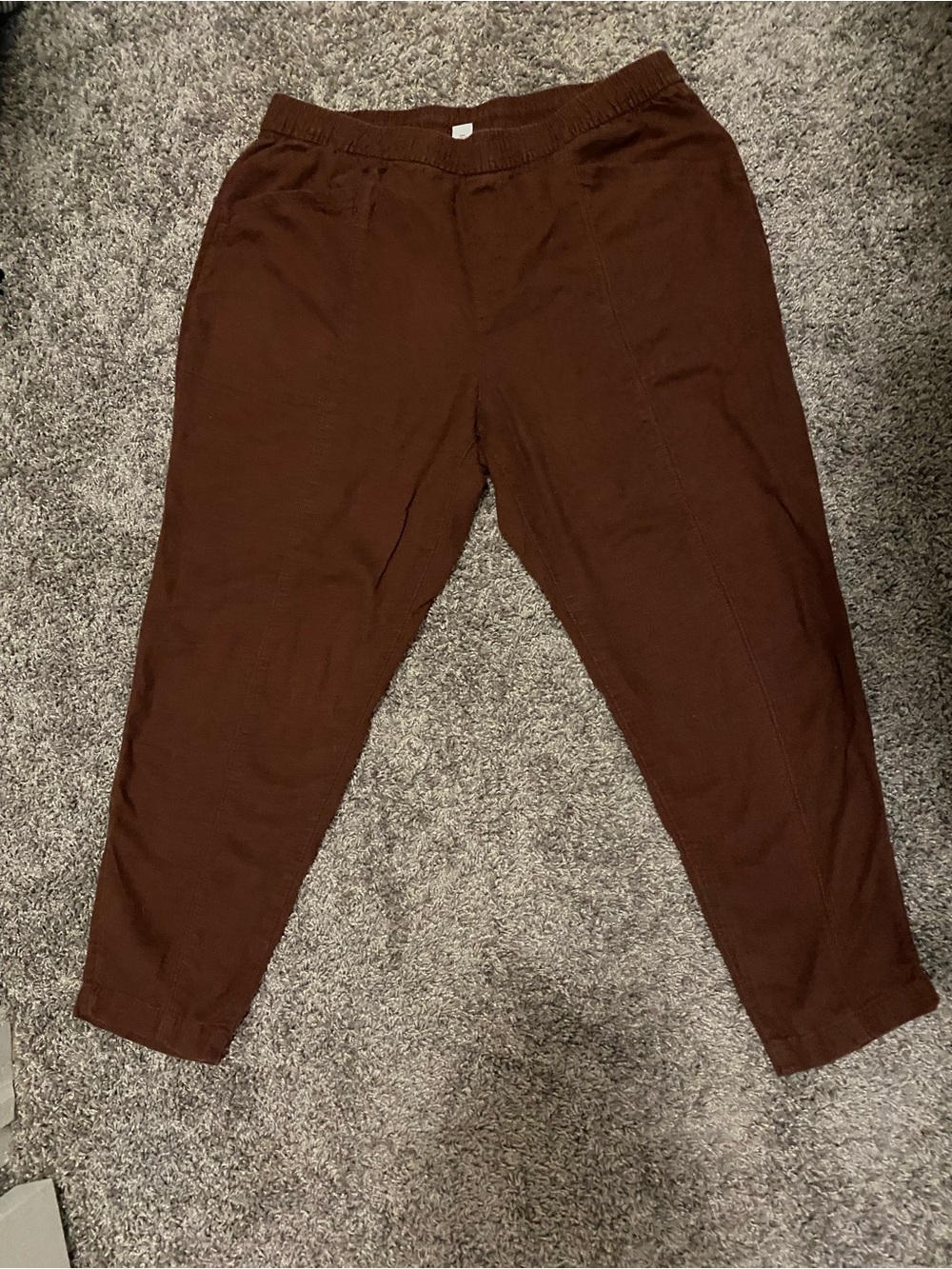 Women’s Casual Elastic-Waist Brown Pants